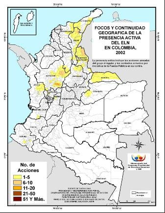 Presencia del ELN en Colombia en el a
