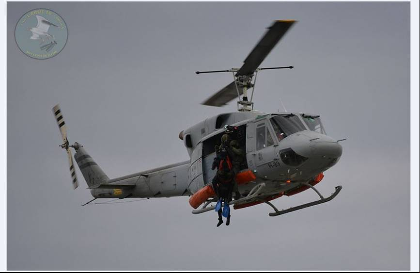Operativo de rescate con un helicoptero Bell 212 de la FAA (Luis Pi