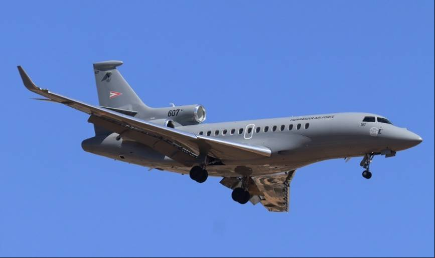 Uno de los reactores de tipo ejecutivo que llegaron a Madrid, fue este Falcon 7X de la Fuerza A