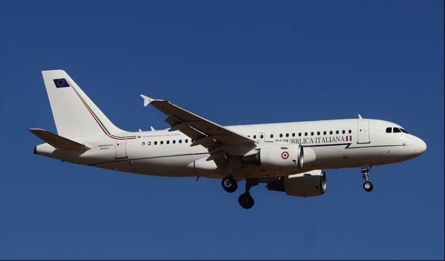 Uno de los dos Airbus A319 de la Aeronautica Militare Italiano que llegaron a Torrej