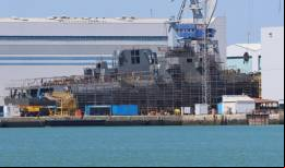 El futuro patrullero de la Real Marina de Marruecos en el astillero de Navantia San Fernando. (foto Julio Ma