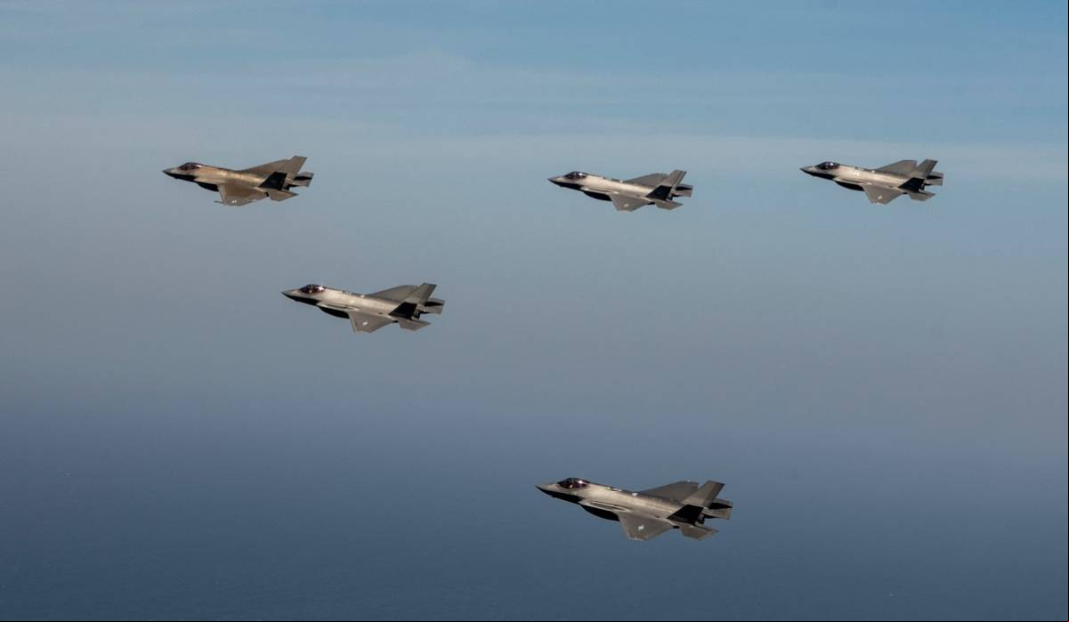 Aviones F-35 estadounidenses y surcoreanos en un ejercicio reciente (USAF)