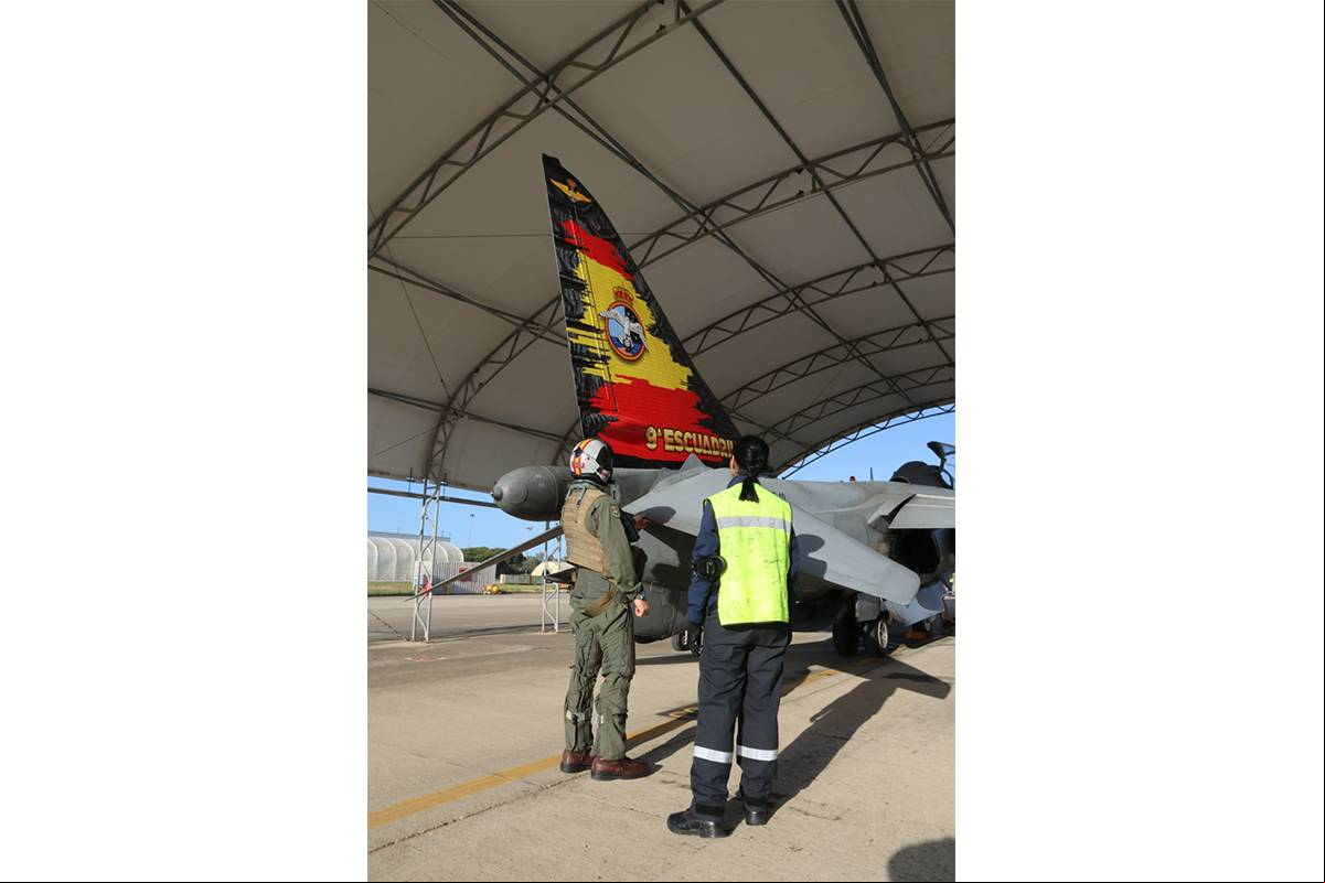 El piloto del bliplaza revisa, junto a la patr El piloto del bliplaza revisa, junto a la patr
